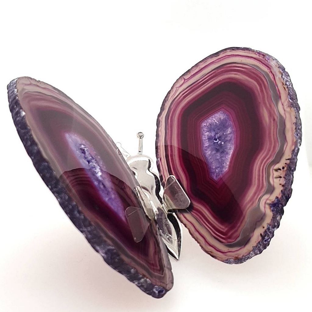 Agate Butterfly Figurine - Soothing Purple Healing Crystal Home Decor Ornament