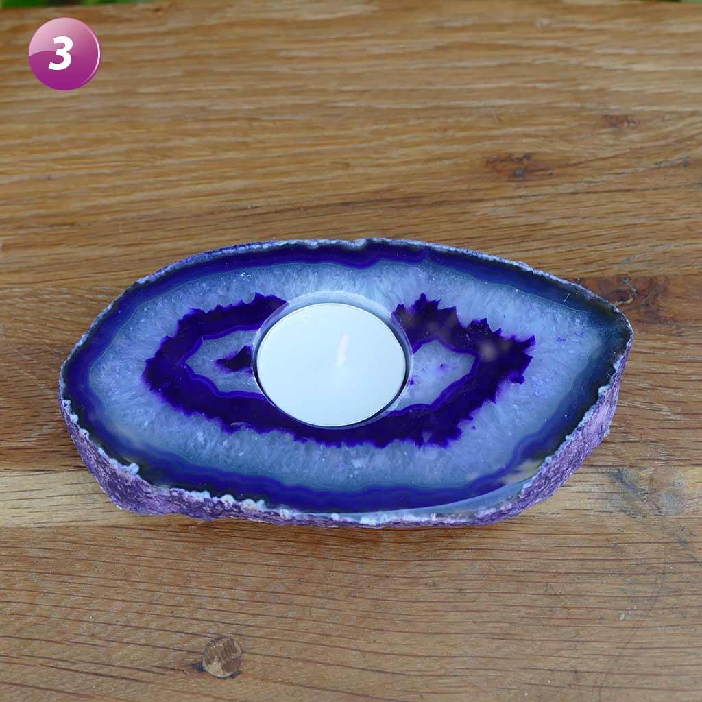 Agate Tea Light Candle Holder - Purple