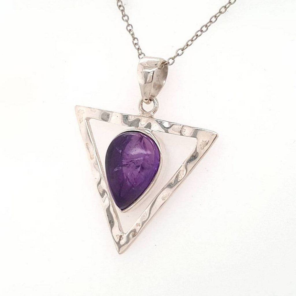 amethyst triangle crystal pendant