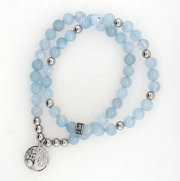 Aquamarine Tree of Life Duo Bracelet Set - Earth Inspired Gifts