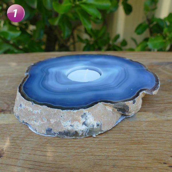 Natural Agate Tea Light Candle Holder Earth Inspired Gifts
