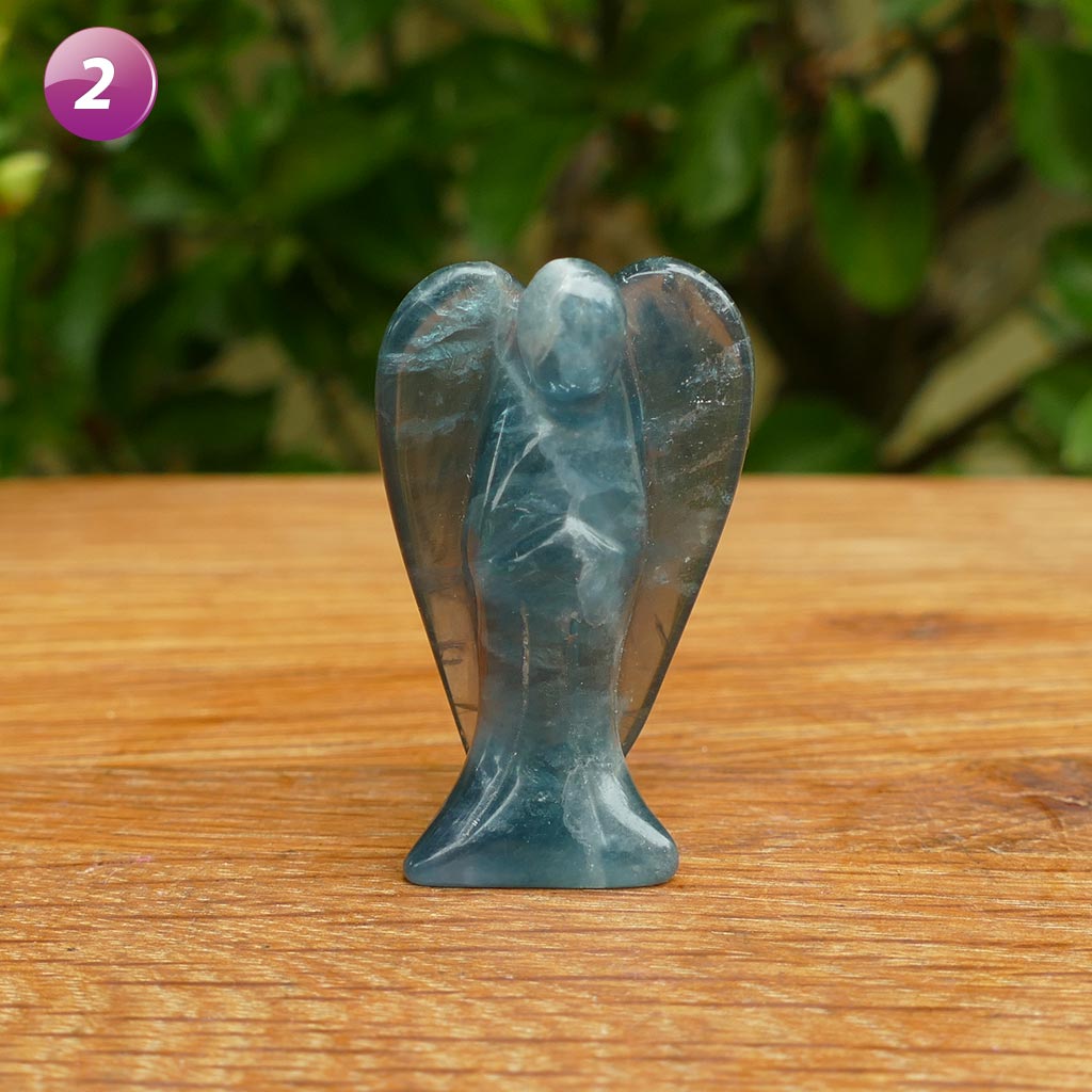 Fluorite Angels Natural Crystal Healing Stone Figurine and Pocket Guardian