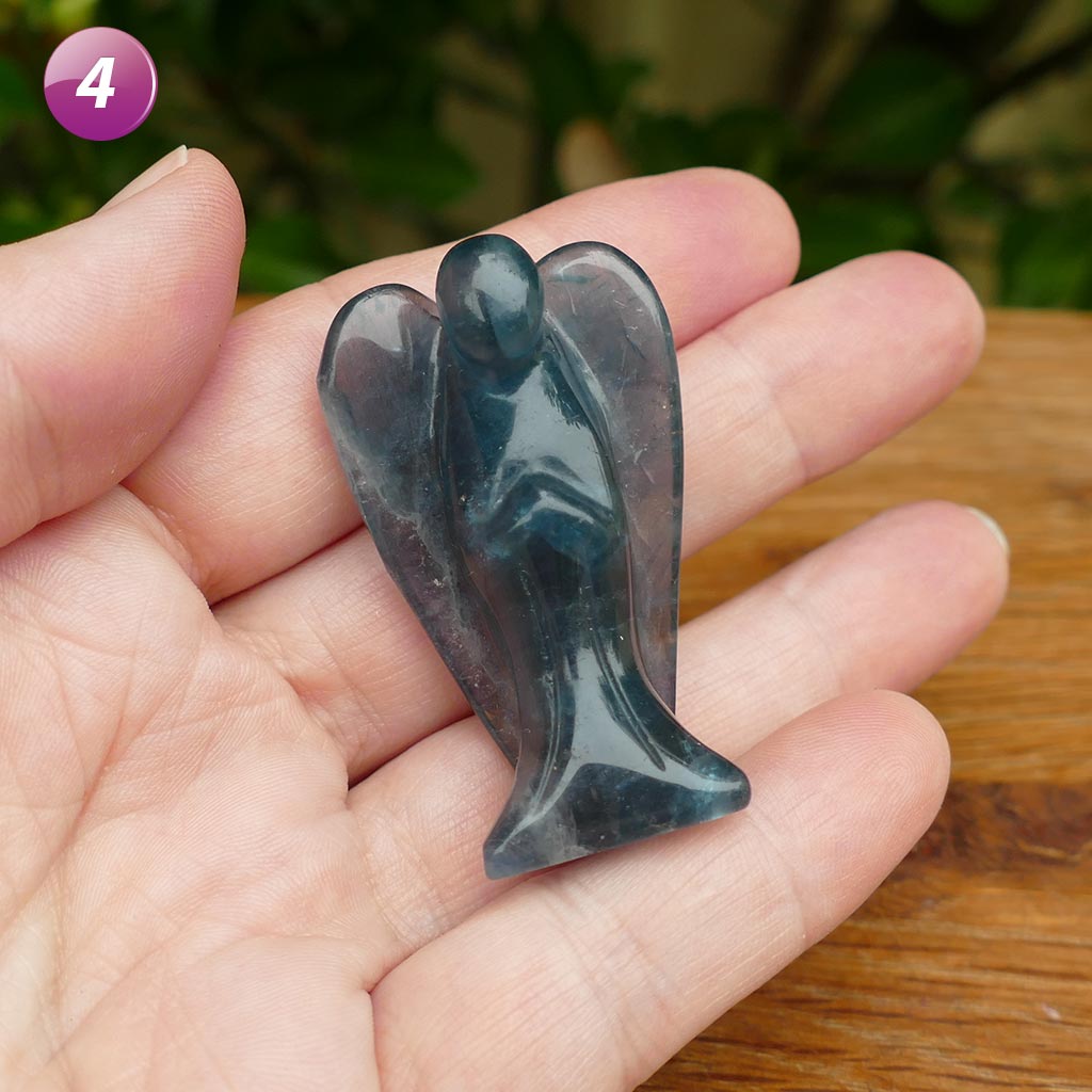Fluorite Angels Natural Crystal Healing Stone Figurine and Pocket Guardian