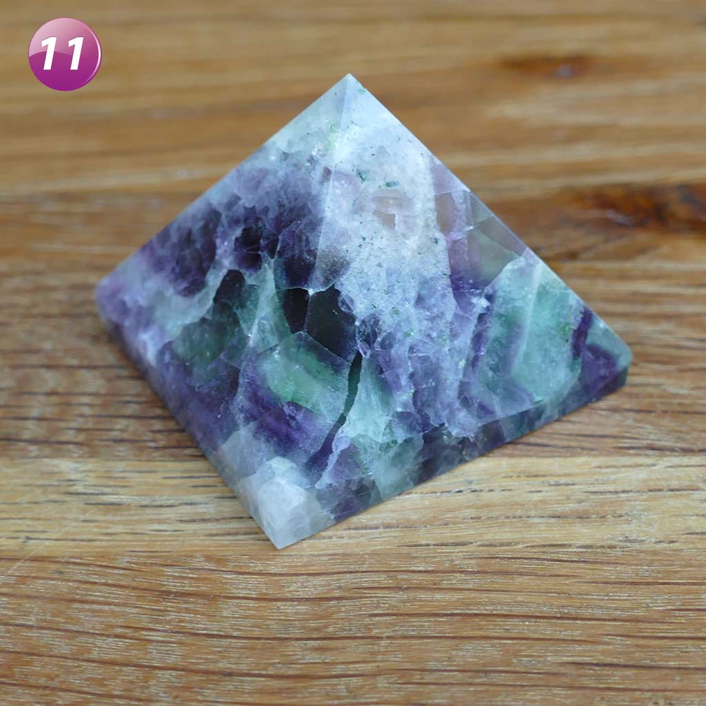 Fluorite Crystal Pyramids with Purple and Greens