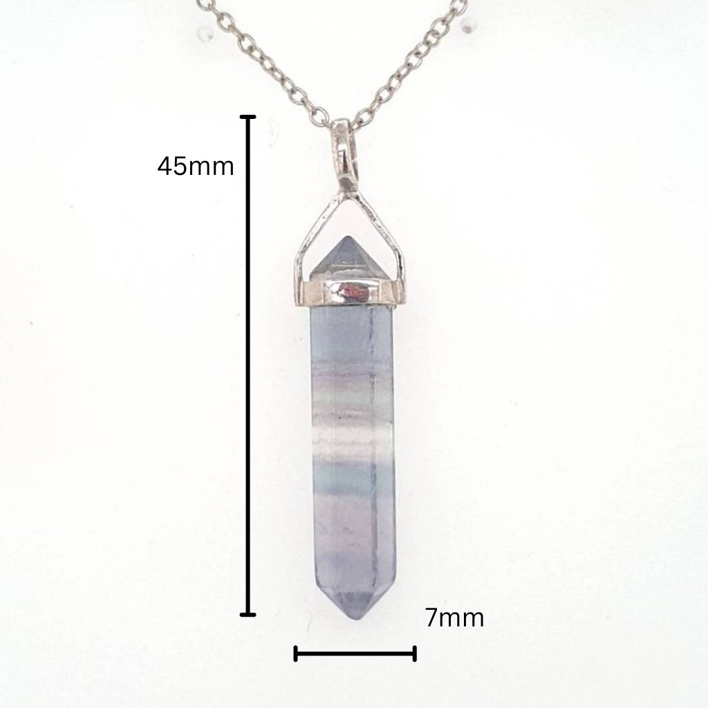 Fluorite Crystal Point Pendant in Sterling Silver