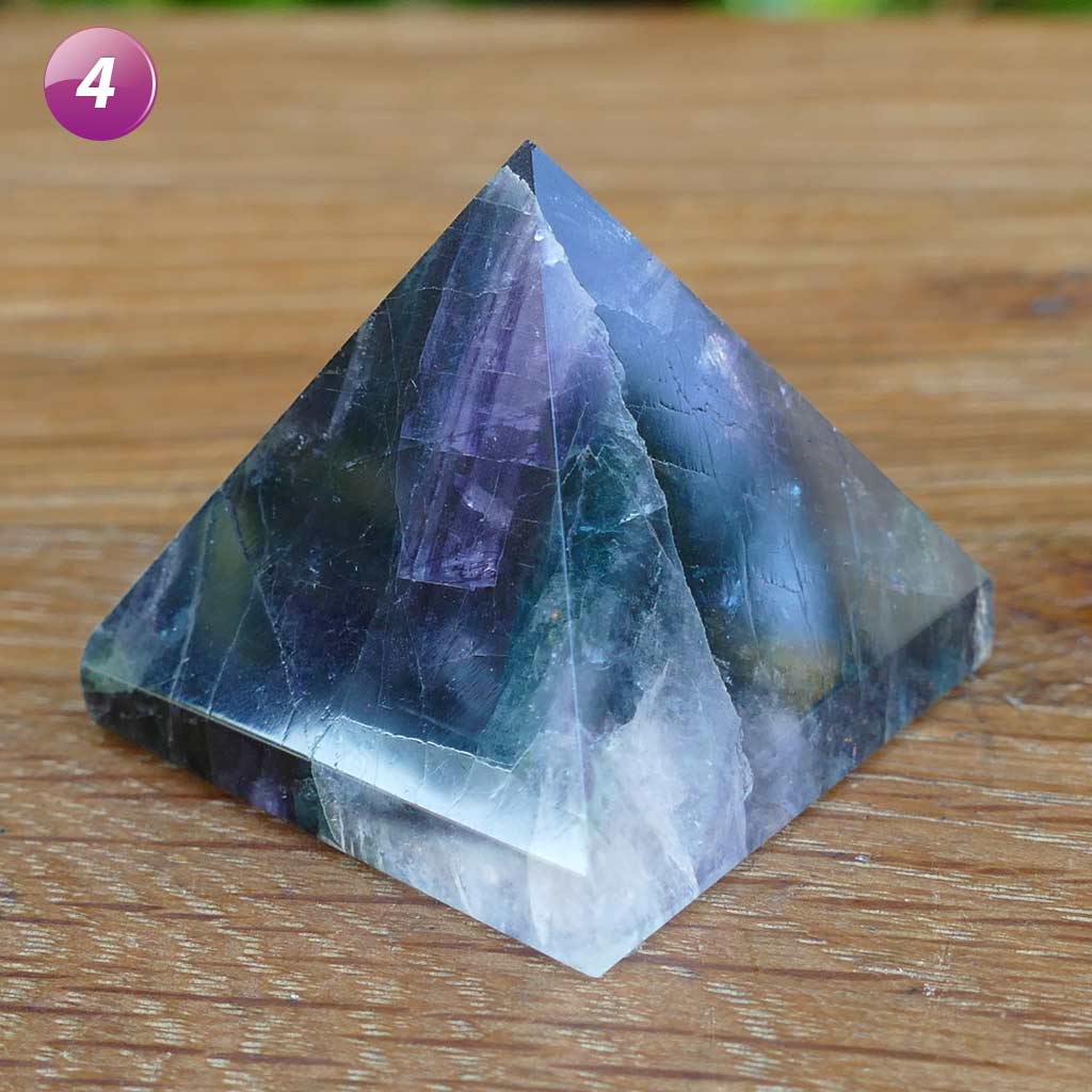 Fluorite Crystal Pyramids | Rainbow Fluorite Pyramid for Success Healing Reiki Stress Relief