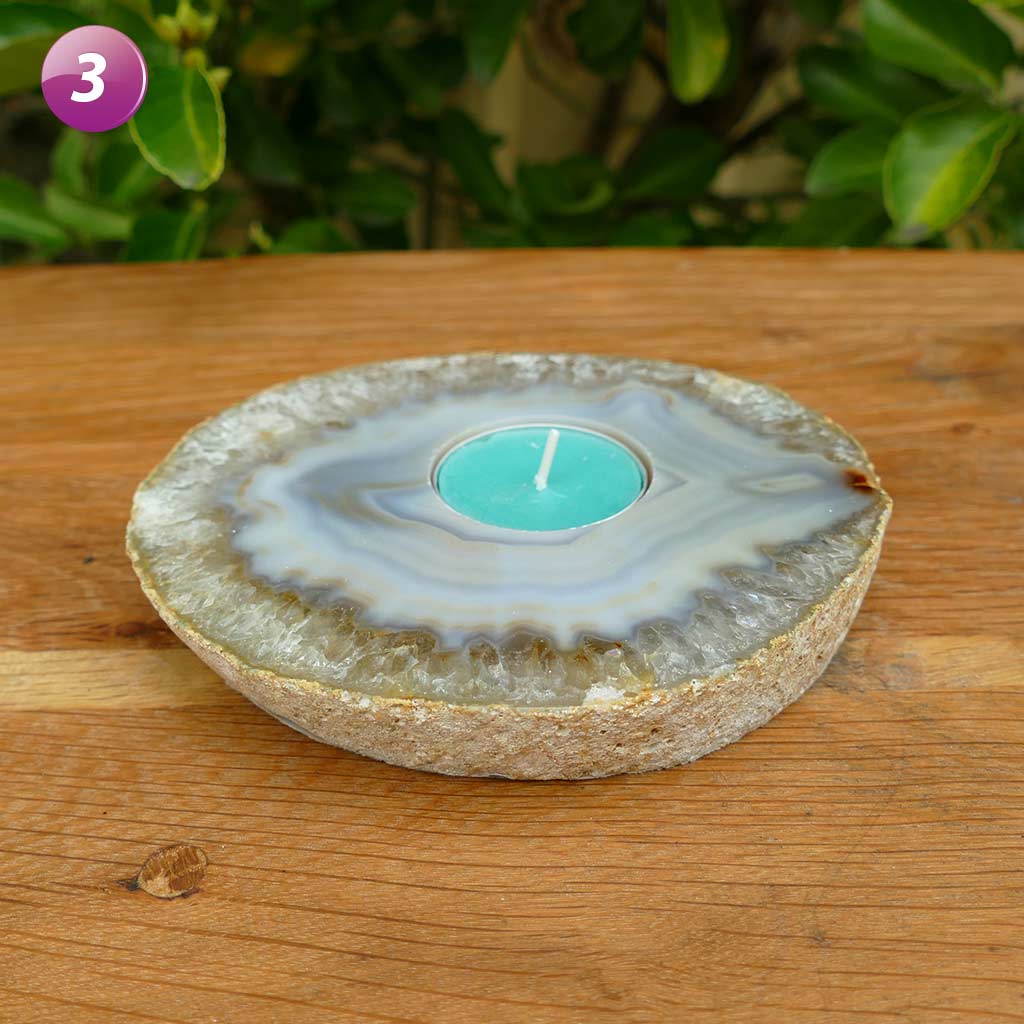 Agate Tea Light Candle Holder - Natural