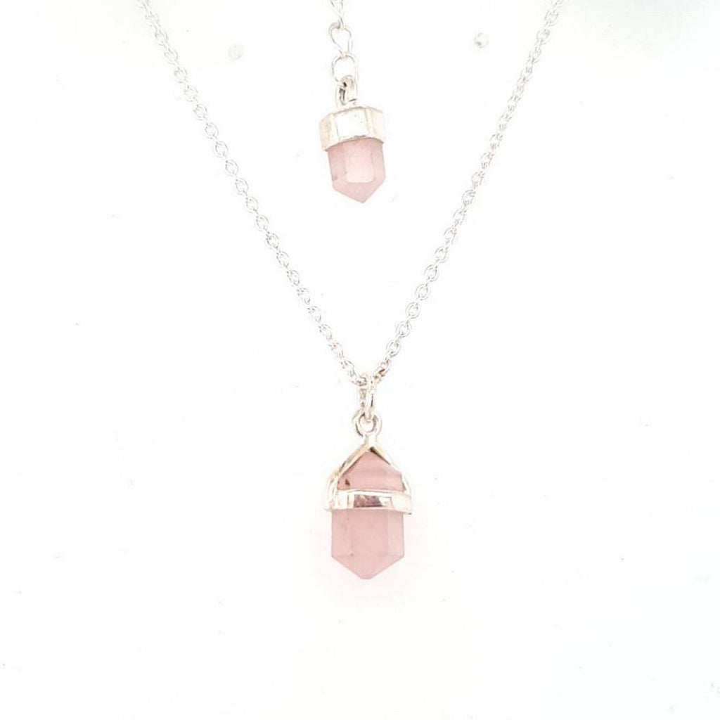 Rose Quartz Point Pendant Jewellery Piece in Sterling Silver with Natural Gemstone