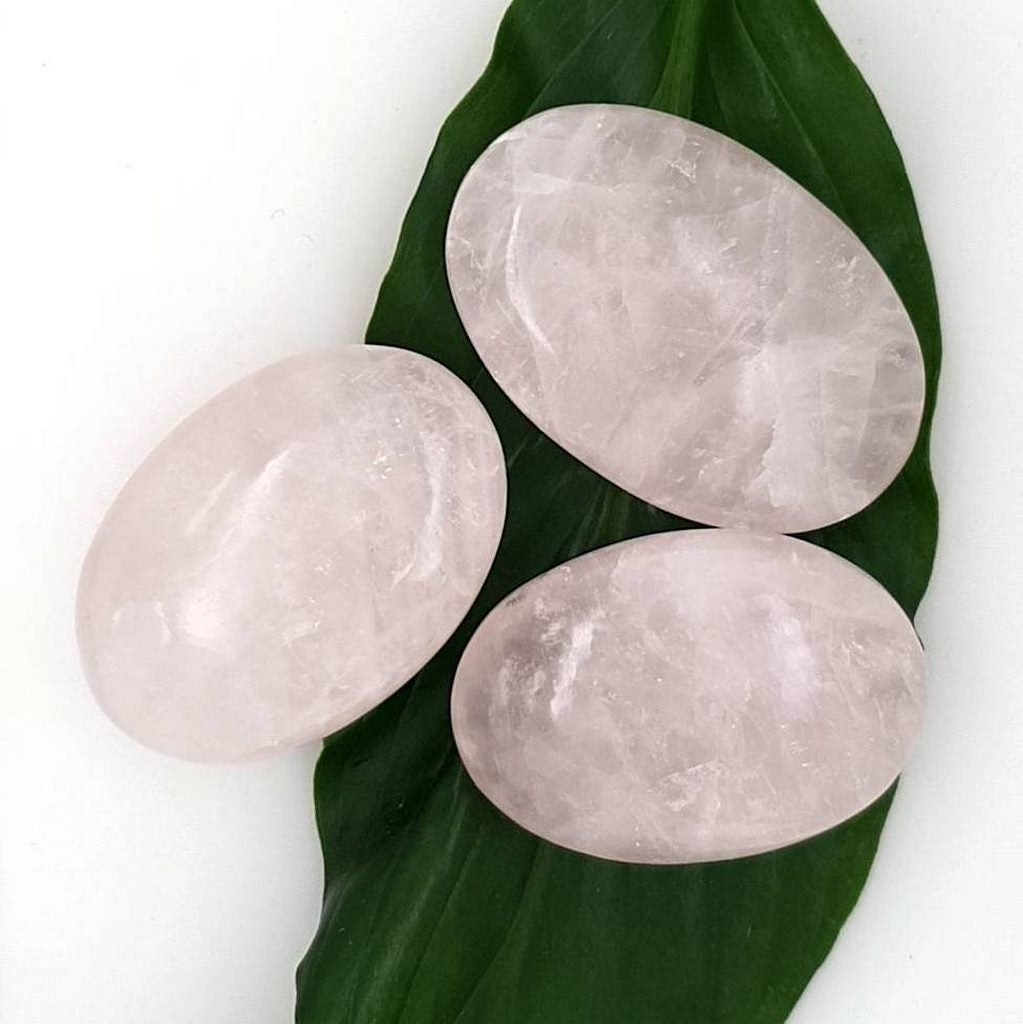 Rose Quartz Palm Stone Natural Polished Love Healing Gemstone Cute Pocket Size for Meditation