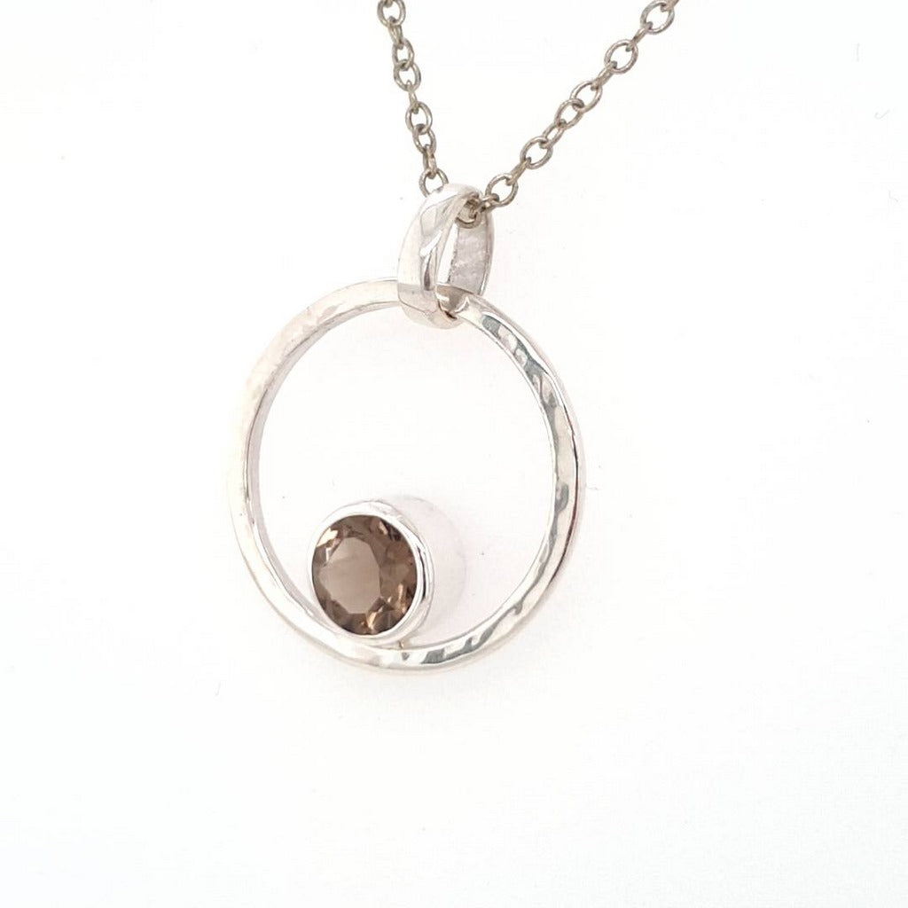 Smoky Quartz Pendant Crystal Jewellery Necklace in Sterling Silver