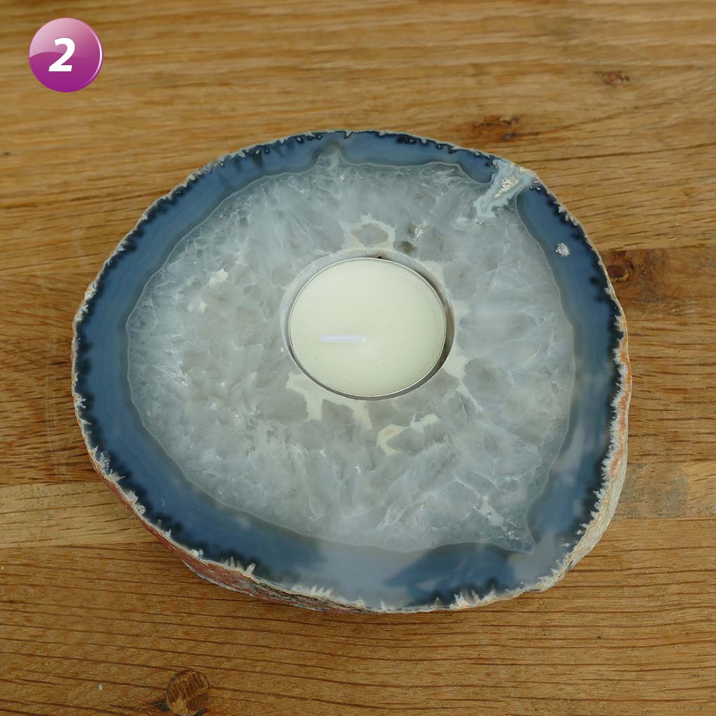 Agate Tea Light Candle Holder - Natural