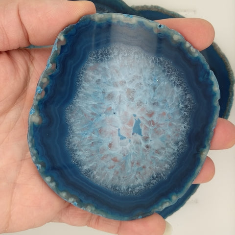Agate Coasters Set of 4 Dyed Set for Drinks Gemstone Drinkware Agate Slices