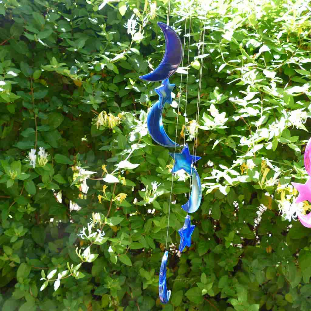 Agate Wind Chime - Blue Stars and Moons