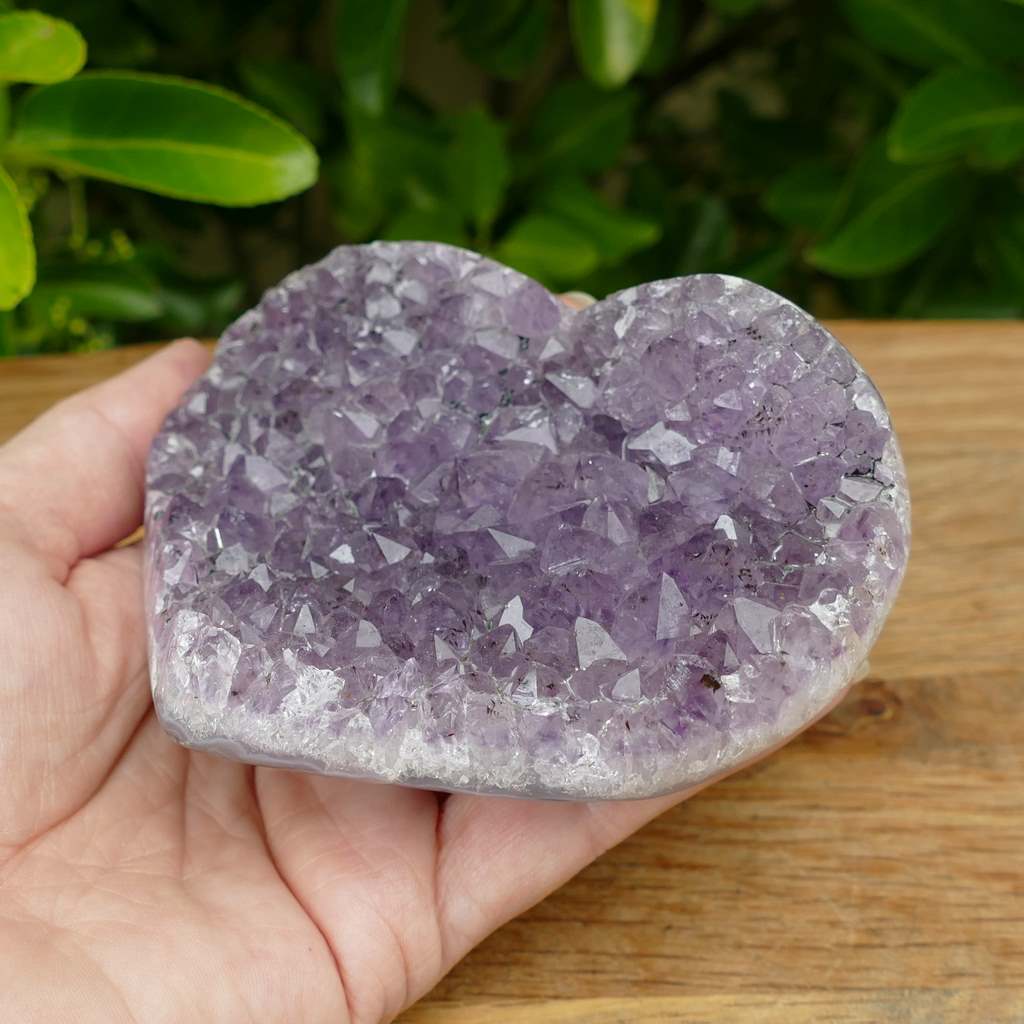 Amethyst Crystal Cluster Heart Carved to Perfection from Brazil