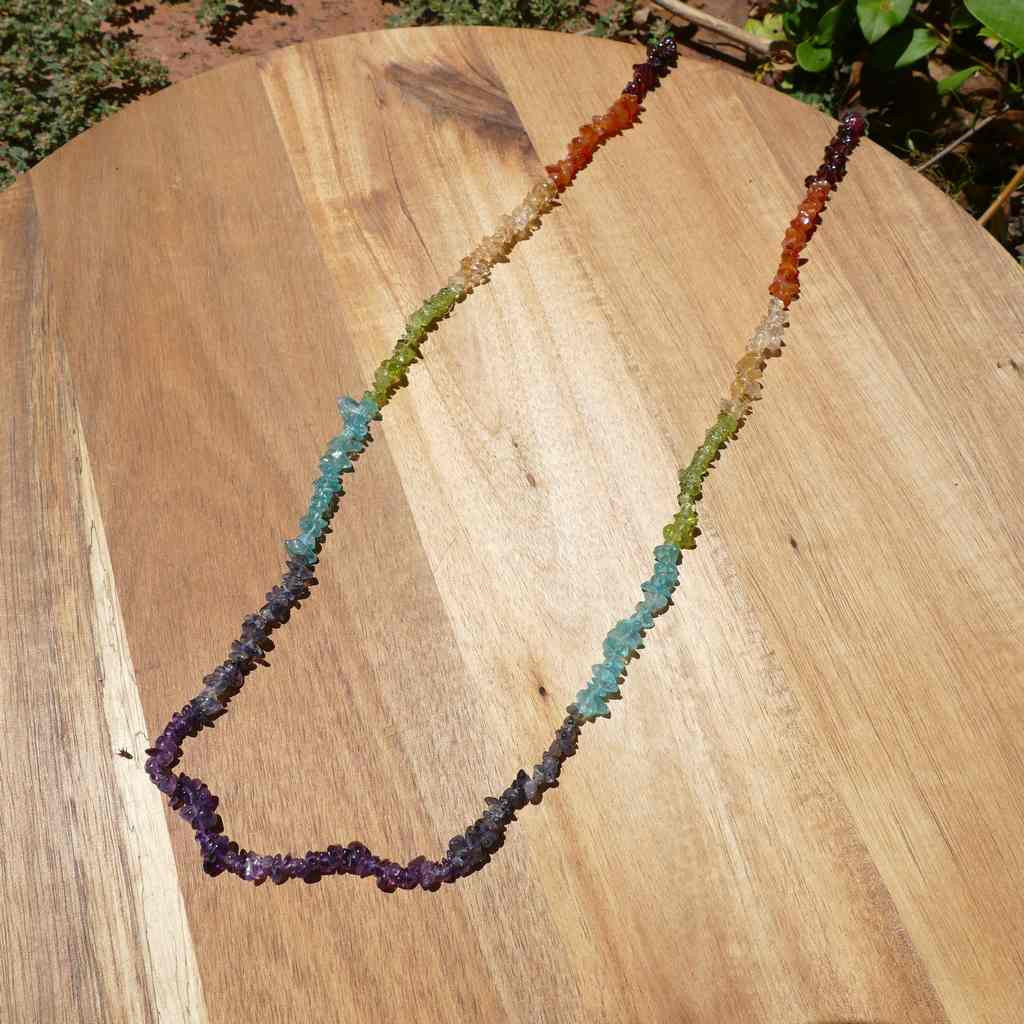 7 Chakra Chip Necklace - Chakra Crystal Necklace Natural Rainbow Gemstone Spiritual Necklace