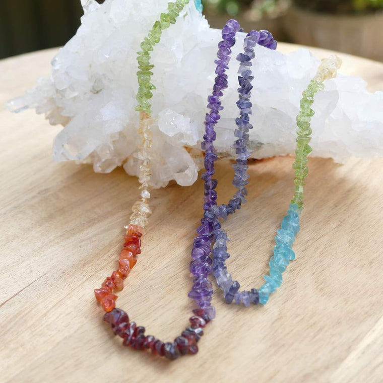 7 Chakra Necklace - Chakra Crystal Necklace Natural Rainbow Gemstone Spiritual Bracelet