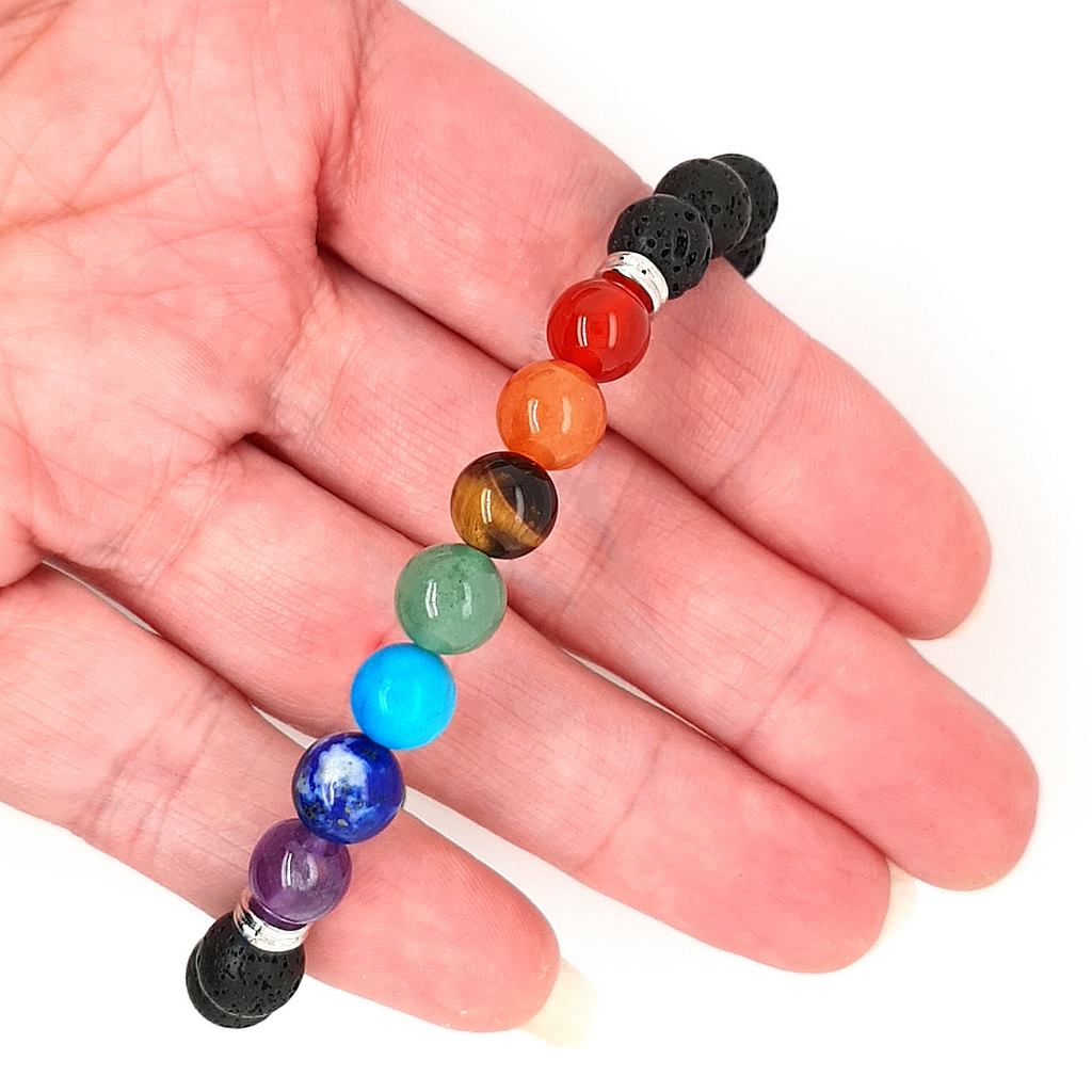Chakra Healing Bracelet with Lava Stones - 8mm