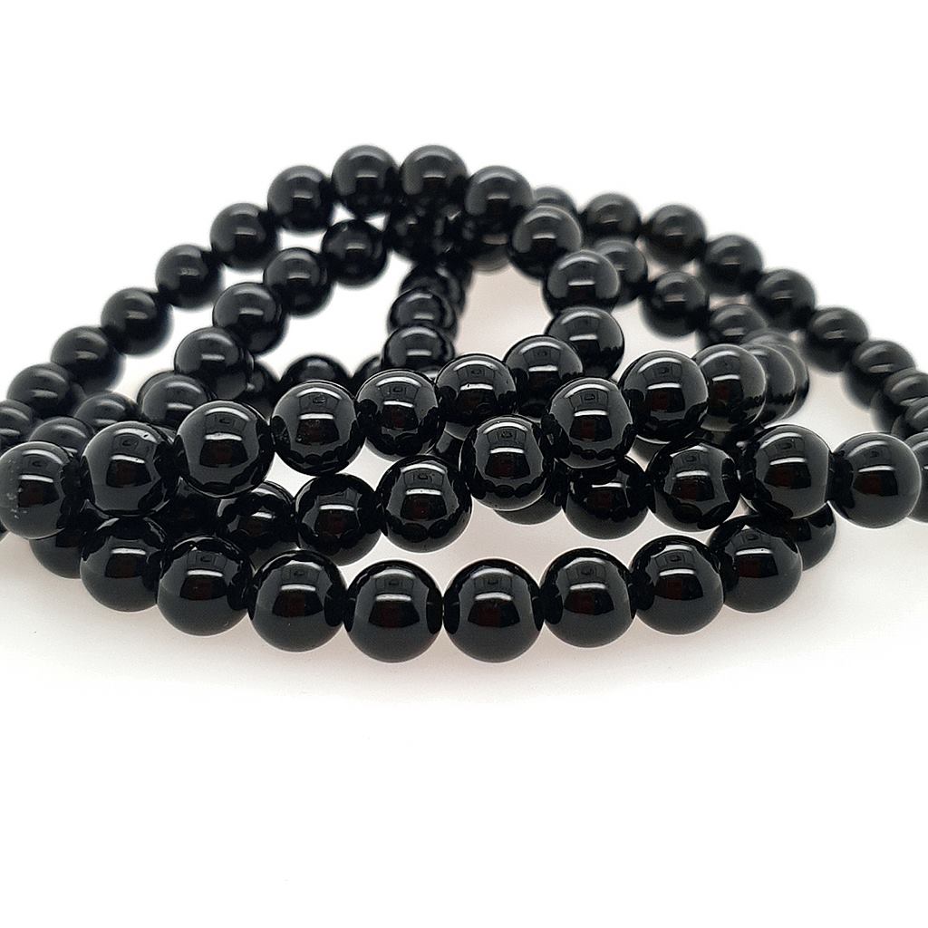 8mm Black Obsidian Bead Bracelet Unisex Semi Precious Gemstone Stretch Bracelet Wealth
