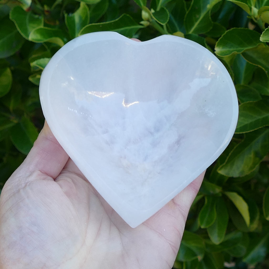 Selenite Cleansing Trinket Bowl Heart Shaped