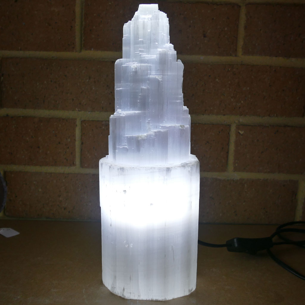 Selenite Tower Lamp for the Bedroom or Living Room - Medium