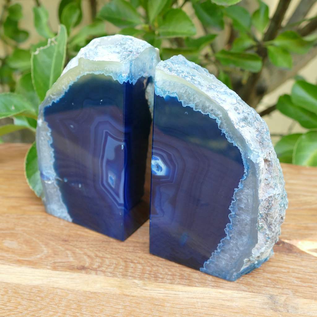 blue agate bookends