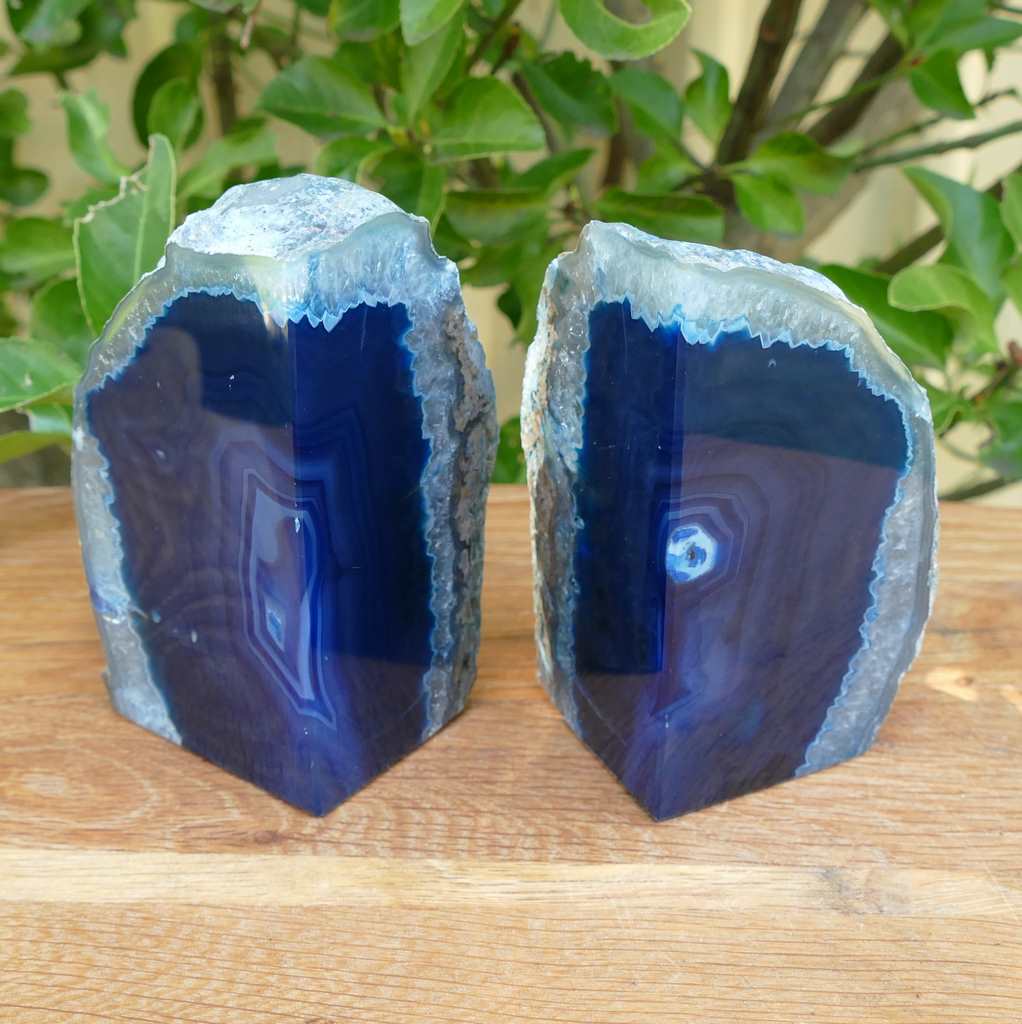 blue agate bookends