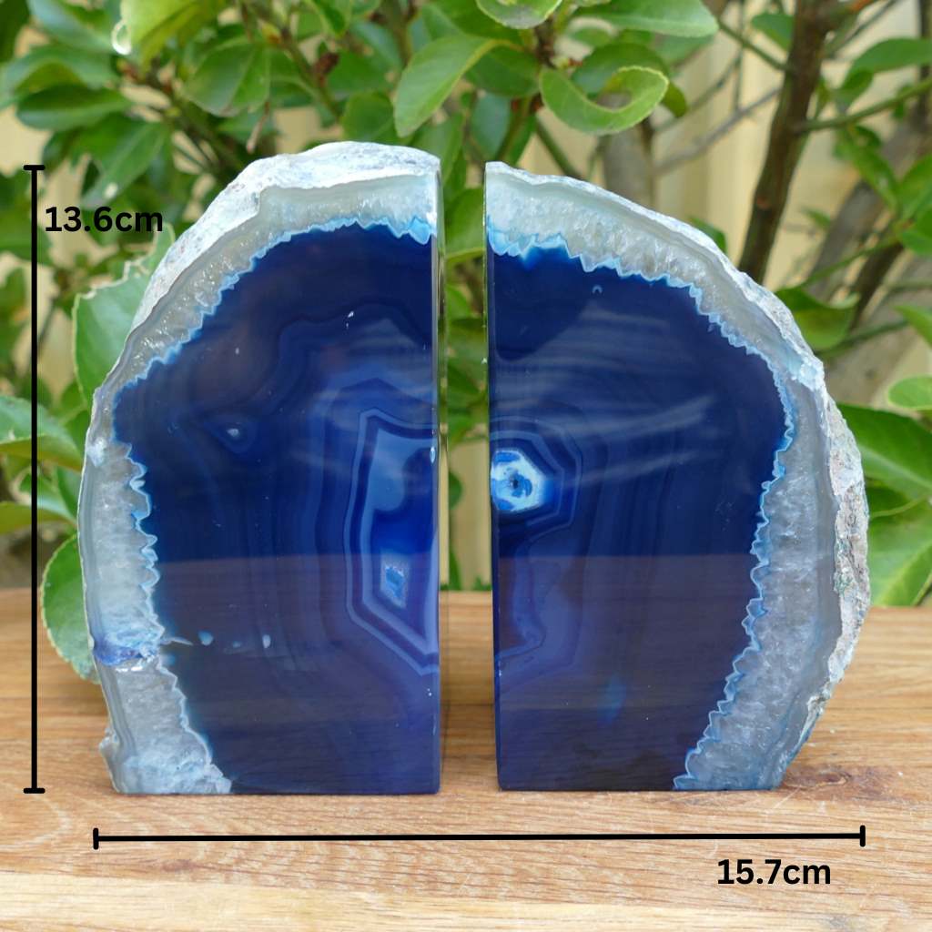 blue agate bookends