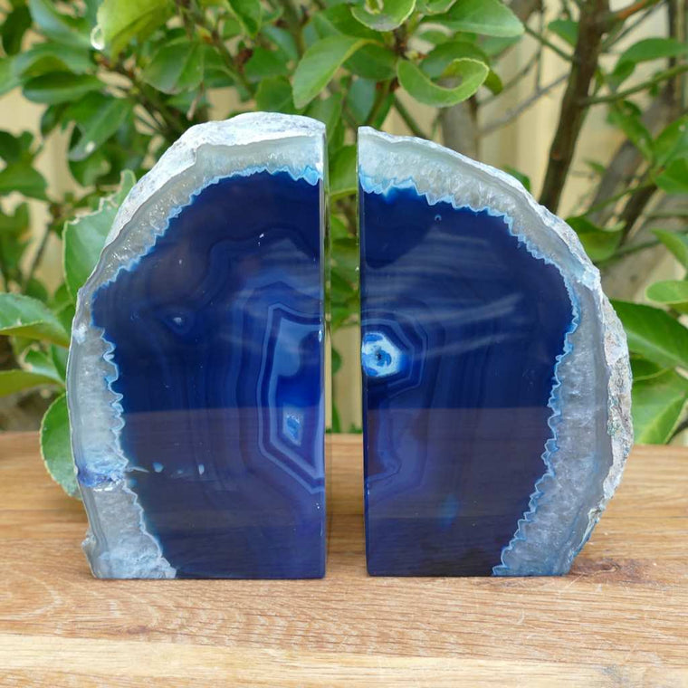 blue agate bookends