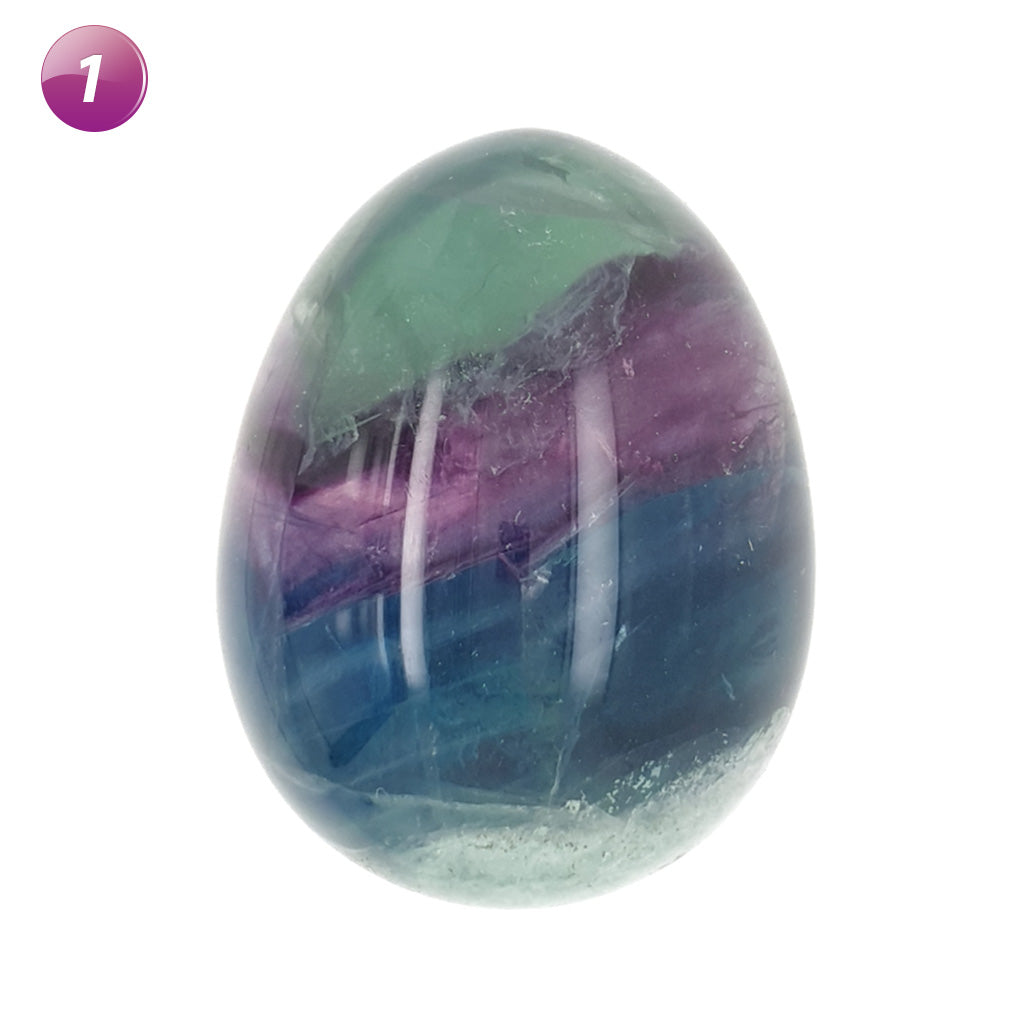 Crystal Egg Fluorite Stone - Polished Gemstone Egg for Healing Massage Reiki