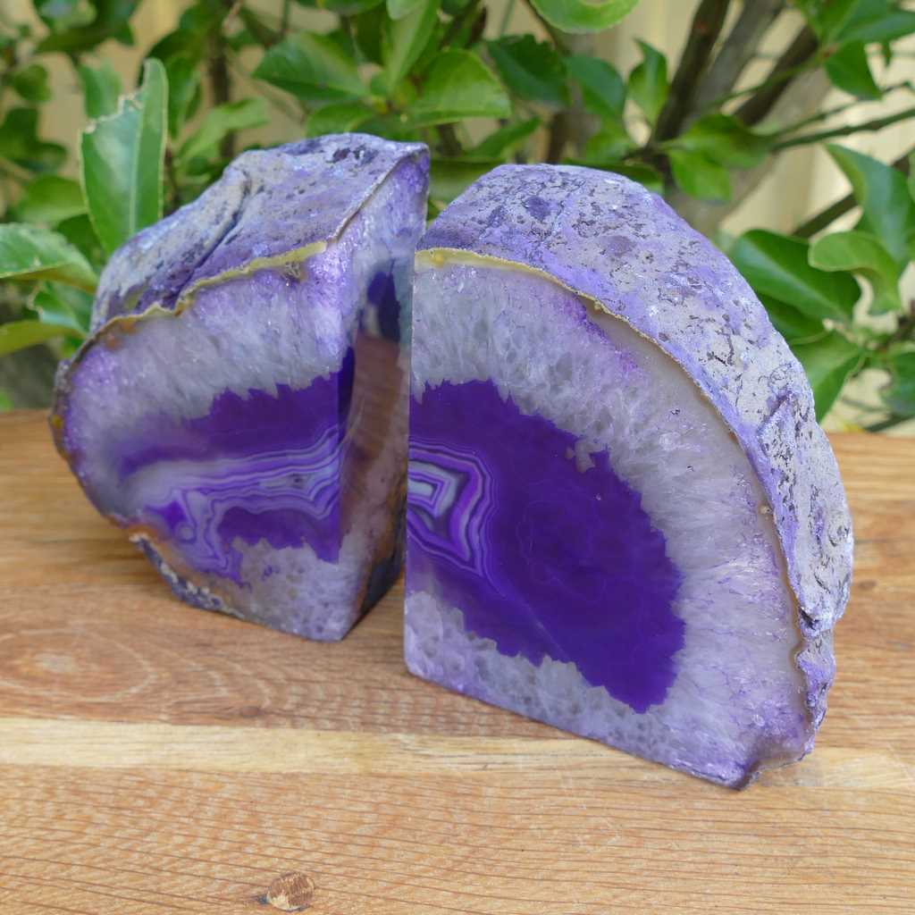 purple agate bookends