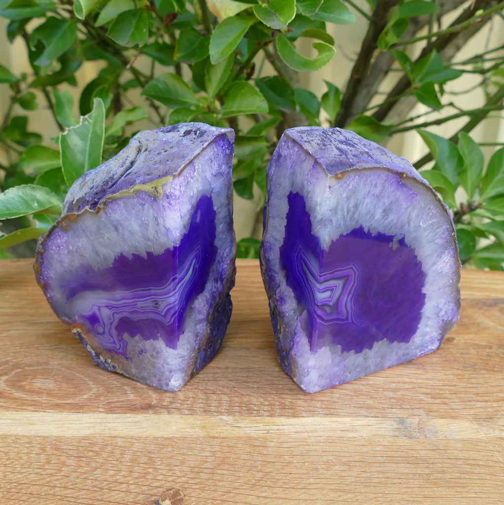 purple agate bookends