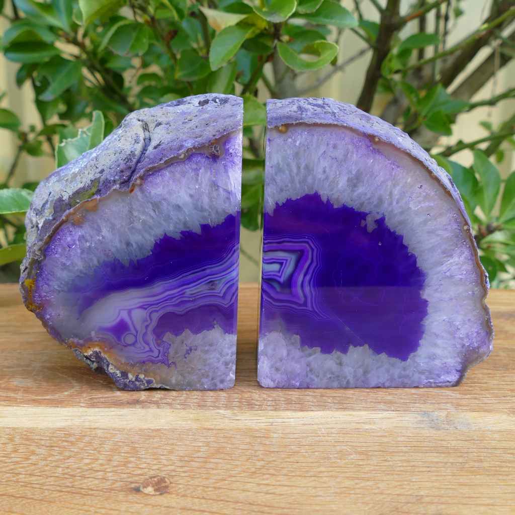 purple agate bookends