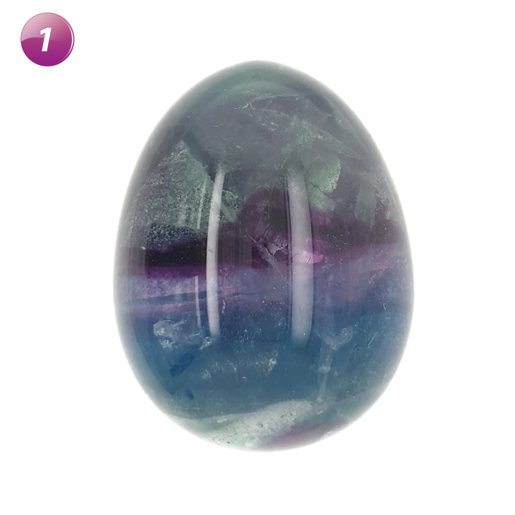 Crystal Egg Fluorite Stone - Polished Gemstone Egg for Healing Massage Reiki