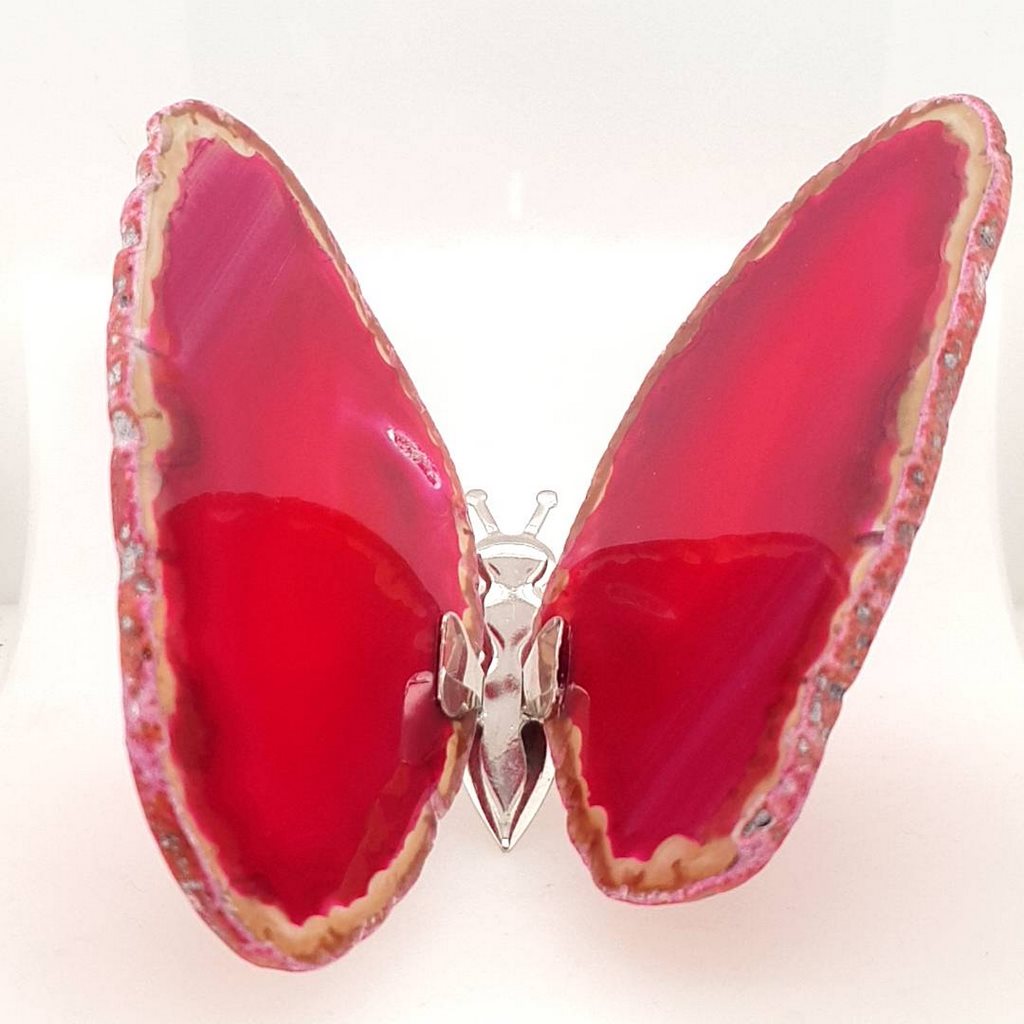 pink agate crystal butterfly