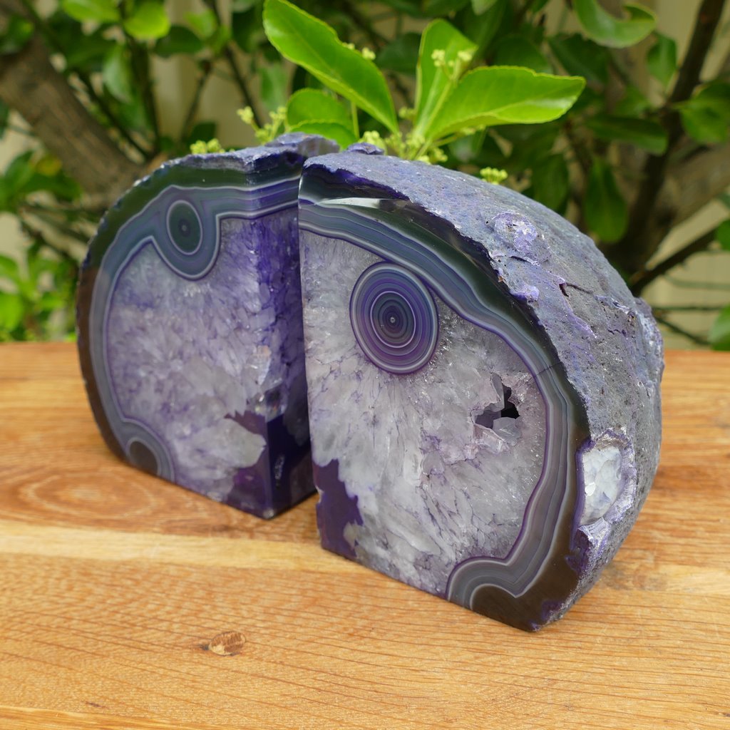 purple agate bookends