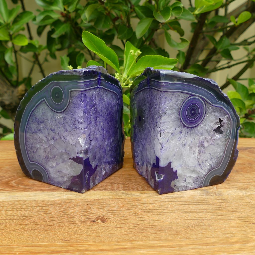 purple agate bookends