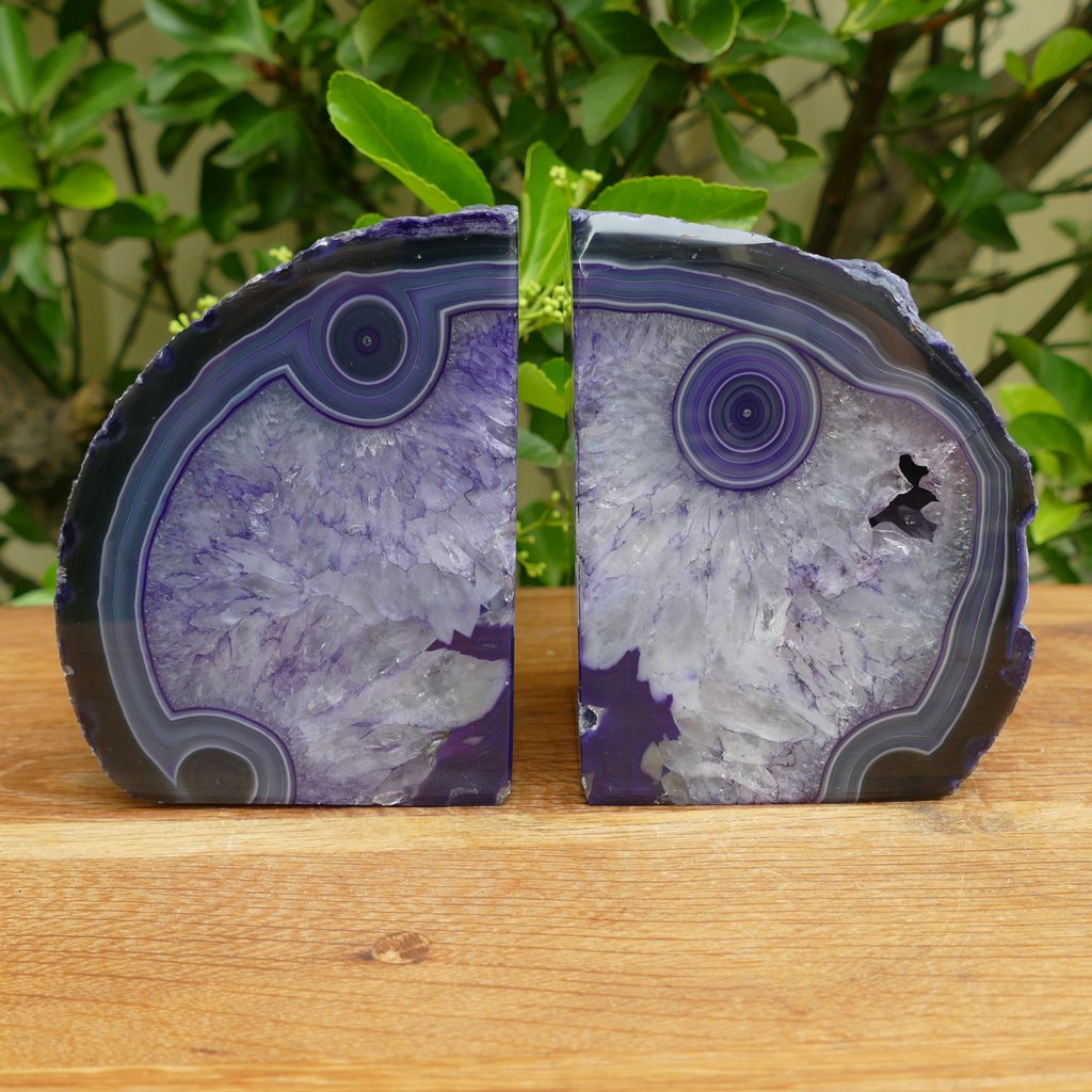 purple agate bookends