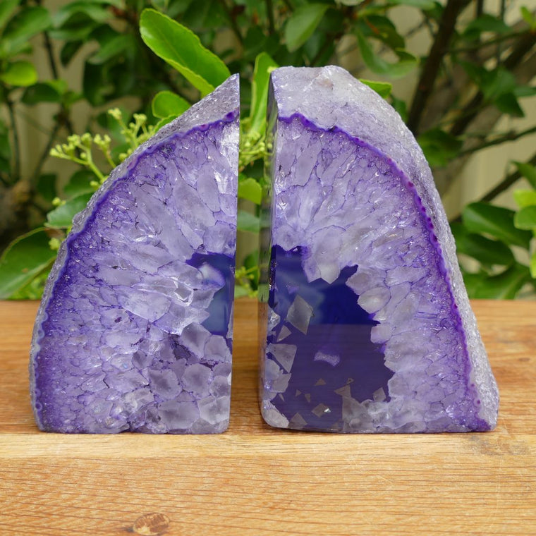 purple agate bookends