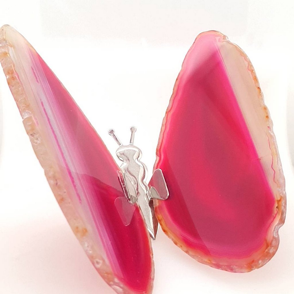 pink agate crystal butterfly