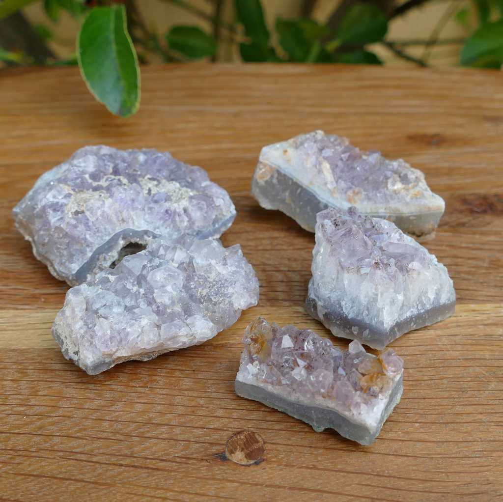 5 small amethyst clusters