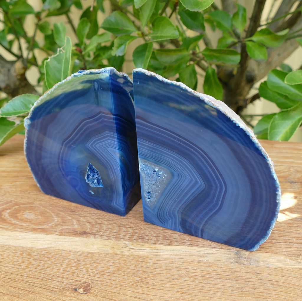 blue agate bookends