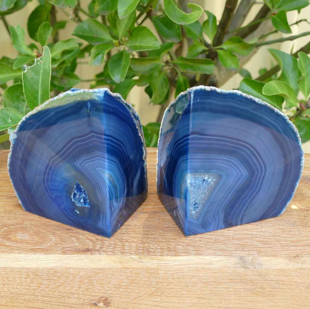 blue agate bookends