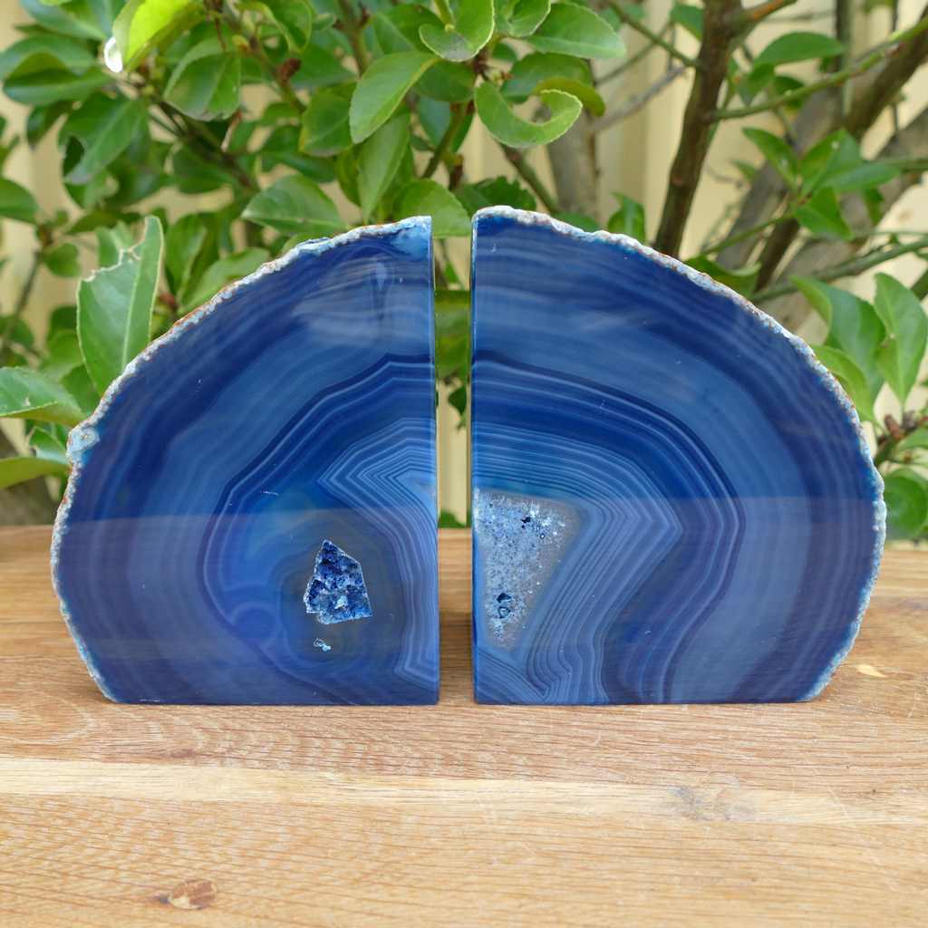 blue agate bookends