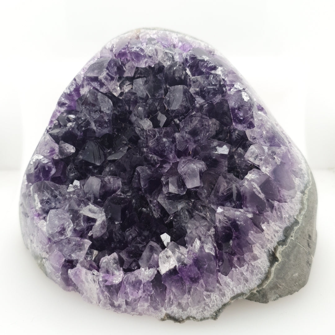 Deep Purple Amethyst Crystal Cluster on Cut Base