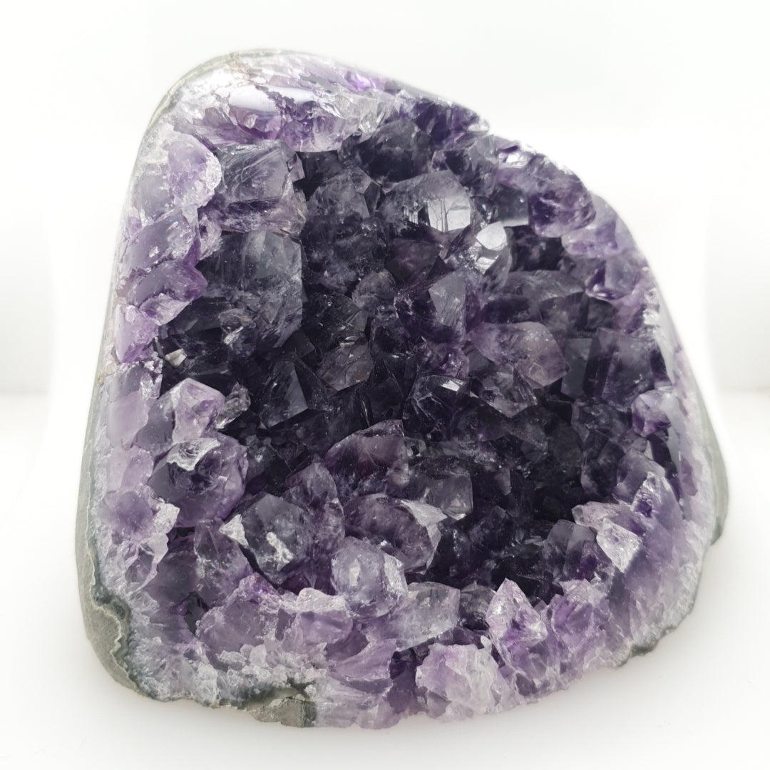 Deep Purple Amethyst Crystal Cluster on Cut Base