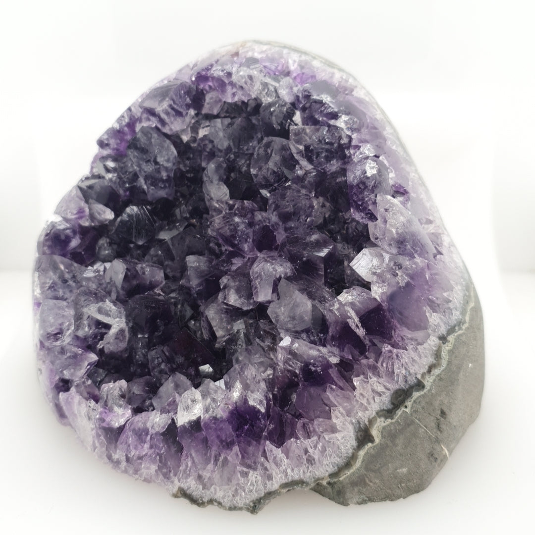 Deep Purple Amethyst Crystal Cluster on Cut Base