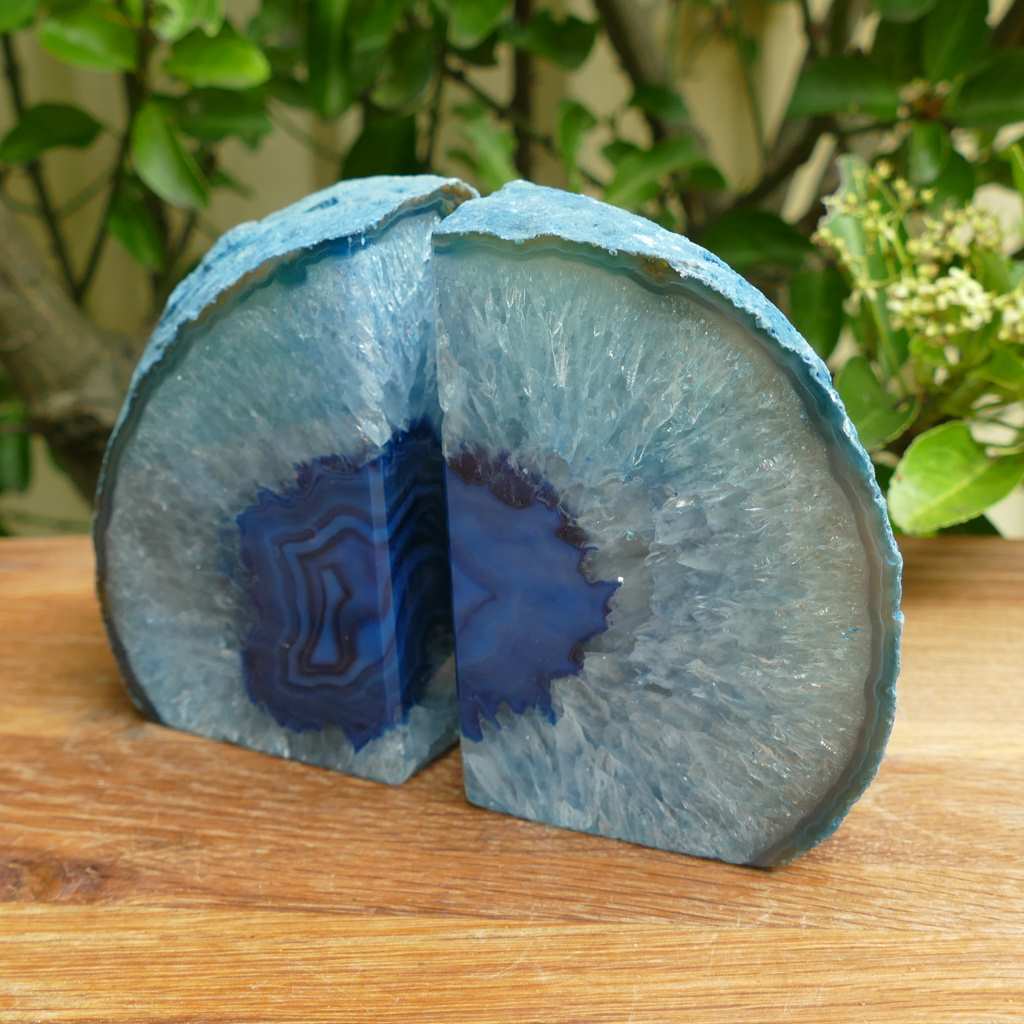 blue agate bookends