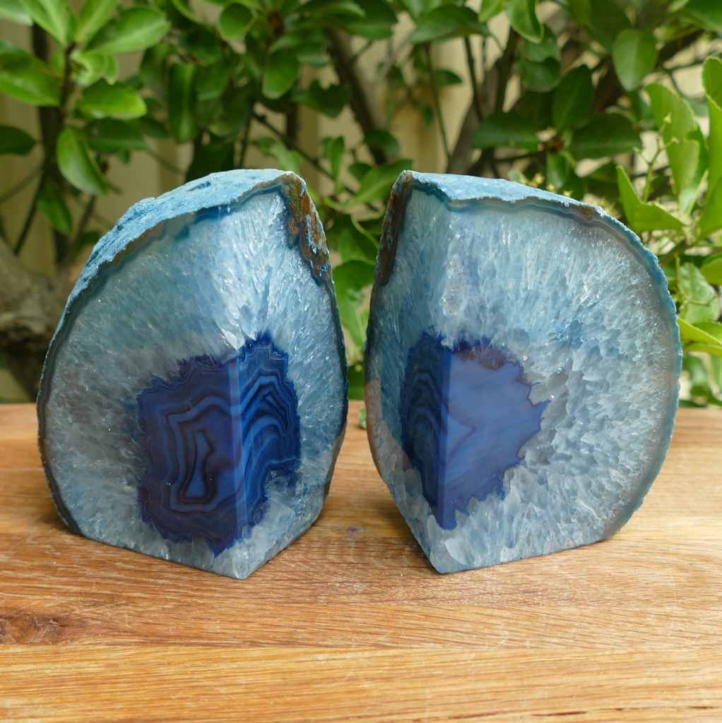 blue agate bookends