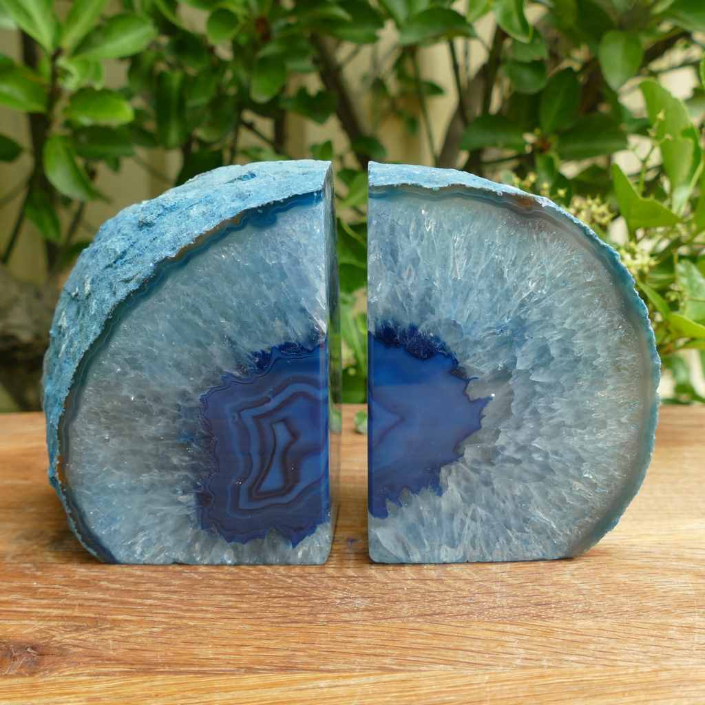 blue agate bookends