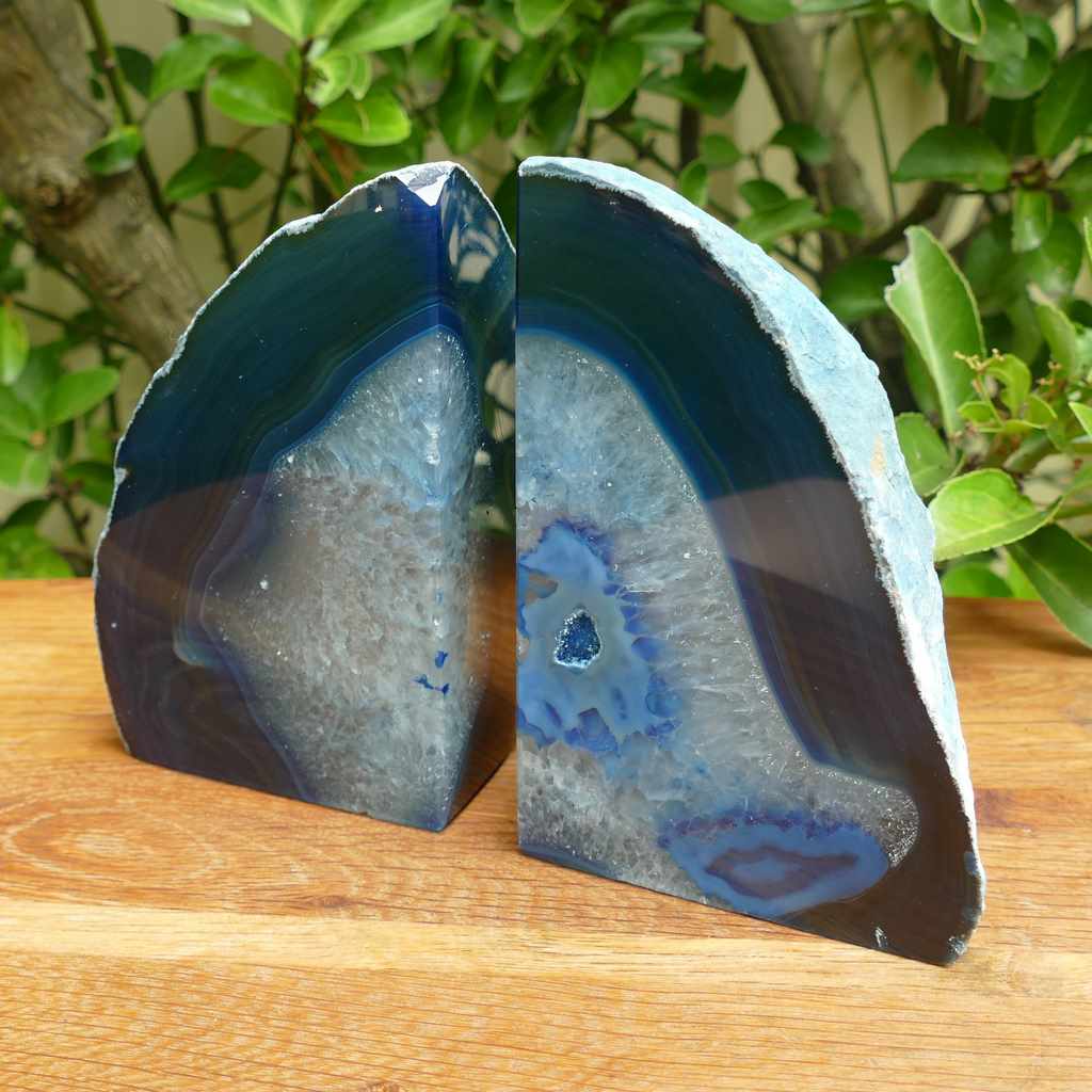 blue agate bookends